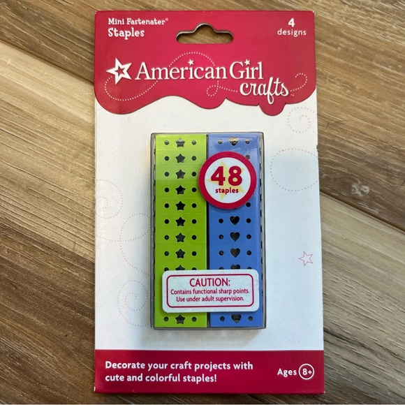 American Girl Crafts Mini Fastenater 48 Staples  Scrapbook Heart Star 4 Designs - Picture 1 of 2